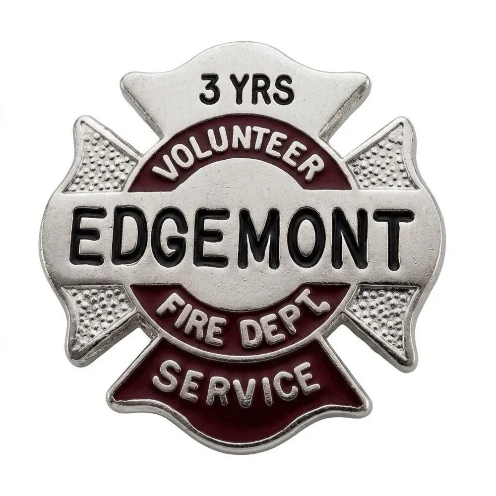 Set of 5 Edgemont Volunteer Fire Dept 3 YRS Service Pins - Maltese Cross NEW